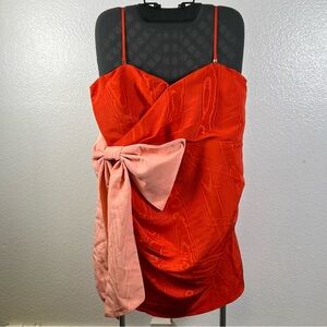 Future Collective Women’s Red and Pink Dress with Bow Size XL